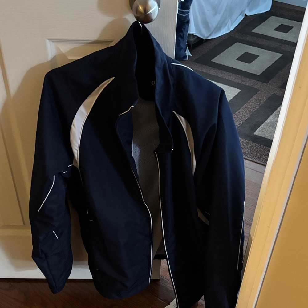 Men's Navy and White Windbreaker